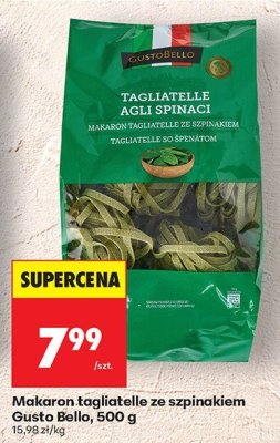 Makaron tagliatelle ze szpinakiem Gusto Bello promocja w Biedronka