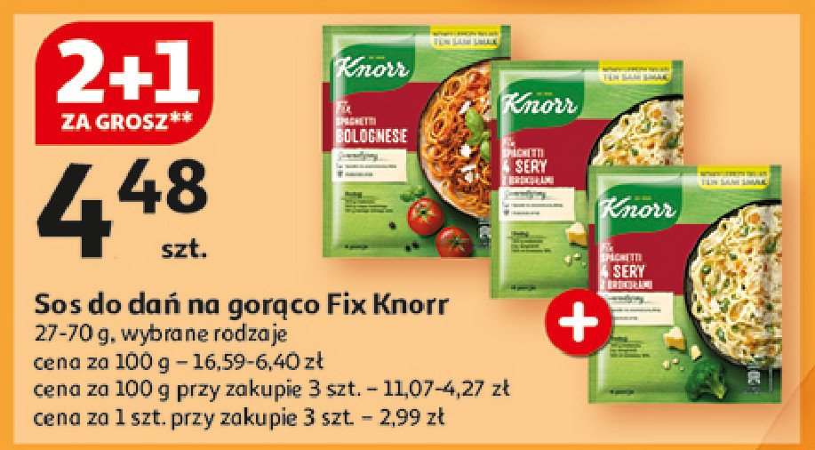 Spaghetti 4 sery z brokułami Knorr fix promocja w Auchan