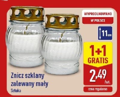 Znicz szklany zalewany mały promocja w Aldi