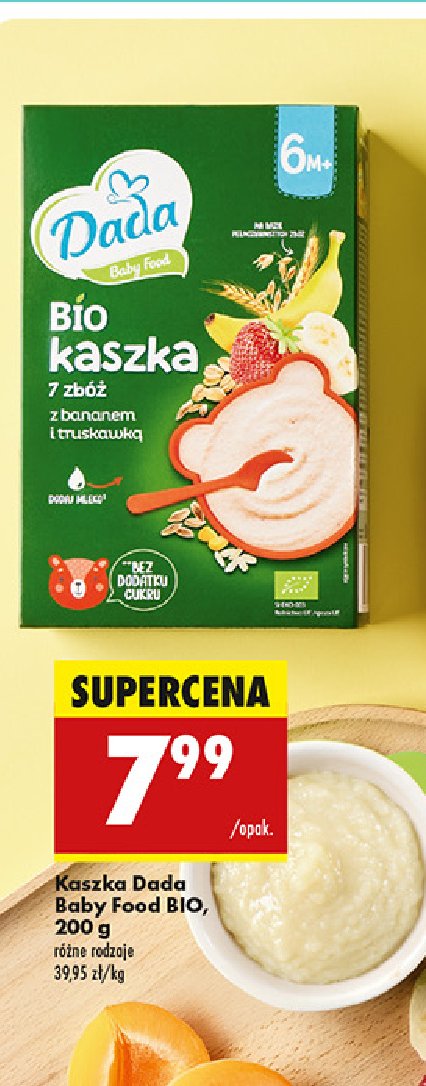 Bio kaszka 7 zbóż banany i truskawki Dada baby food promocja w Biedronka