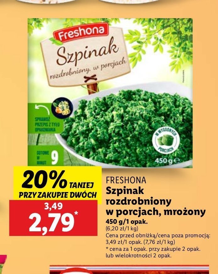 Szpinak rozdrobniony Freshona promocja