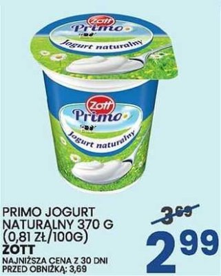 Jogurt naturalny Primo 370g promocja w Wafelek