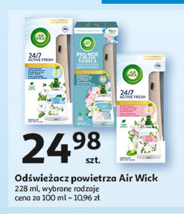 Odświeżacz powietrza oceaniczny powiew i rajska wanilia Air wick active fresh promocja w Auchan