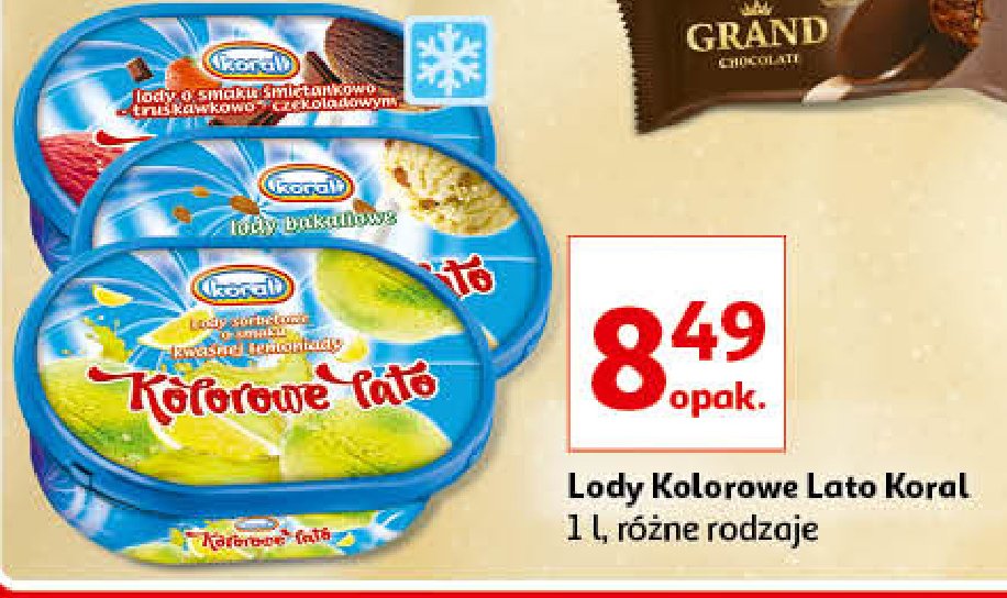 Lody sorbetowe o smaku kwa艣nej lemoniady Koral kolorowe lato promocja