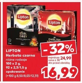 Herbata earl grey classic Lipton promocja w Kaufland