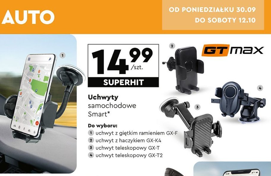 Uchwyt do telefonu na szybę gx-f Gt max promocja w Biedronka