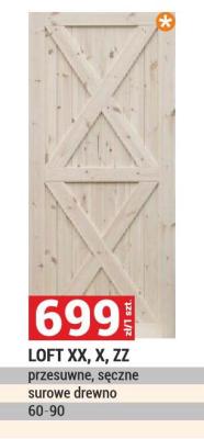 Drzwi LOFT XX, X, ZZ przeszklone, spężne surowe drewno 60-90 promocja w Merkury Market