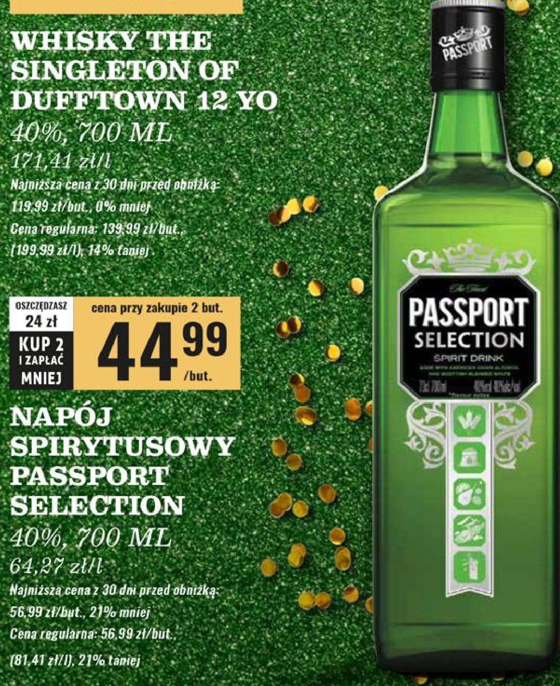 Whisky 40% Passport selection promocja