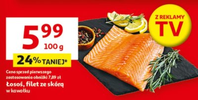 Łosoś filet ze skórą w kawałku promocja w Auchan