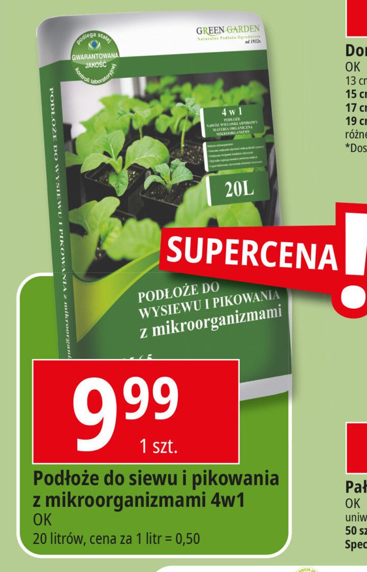 Podłoże do wysiewu i pikowania z mikroogranizmami 4w1 Green garden (ogród) promocja w Leclerc