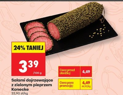 Salami dojrzewające z zielonym pieprzem Konecke promocja w Biedronka