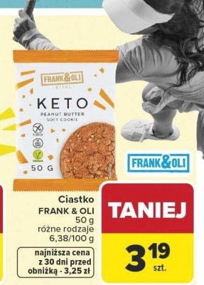 Ciastko FRANK & OLI KETO peanut butter soft cookie 50g promocja w Carrefour