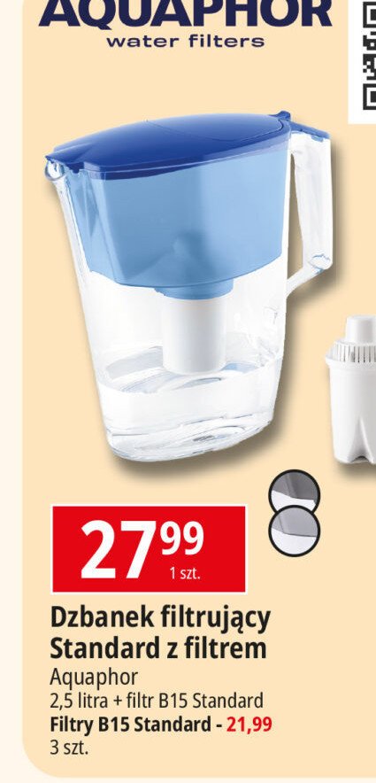 Dzbanek filtrujący 2.5 l + wkład niebieski Aquaphor promocja w Leclerc