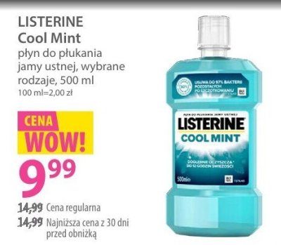 Płyn LISTERINE Cool Mint do płukania jamy ustnej, wybrane rodzaje promocja w Hebe