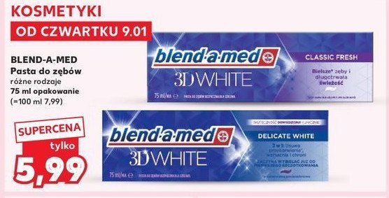 Pasta do zębów classic Blend-a-med 3d white promocja