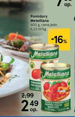 Pomidory bez skóry Metelliana promocja