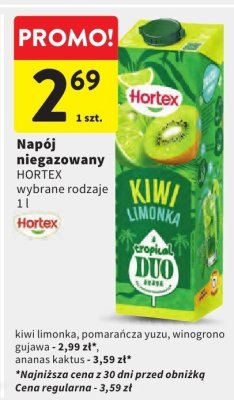 Napój niegazowany HORTEX Kiwi Limonka promocja w Intermarche