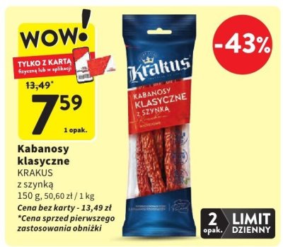 Kabanosy klasyczne KRAKUS promocja w Intermarche