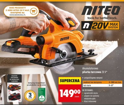 Pilarka tarczowa akumulatorowa 20 V NITEO promocja w Biedronka