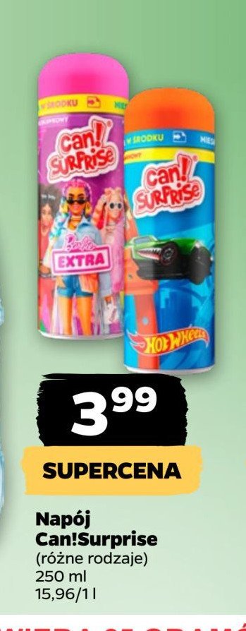 Napój hot wheels Can!surprise promocja w Netto