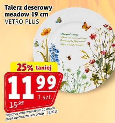 Talerz deserowy meadow 19 cm VETRO PLUS promocja w Prim Market