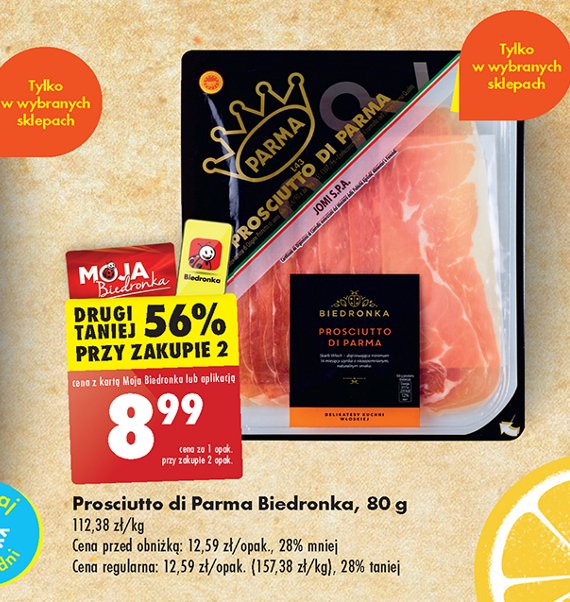 Szynka włoska prosciutto Biedronka promocja