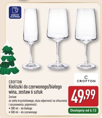 Kieliszki do czerwonego/białego wina CROFTON zestaw 6 sztuk promocja w Aldi