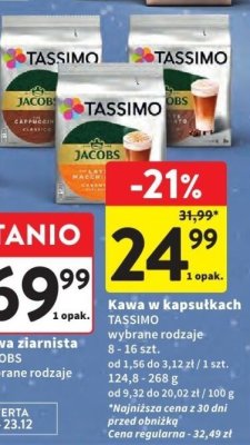 Kawa w kapsułkach TASSIMO wybrane rodzaje promocja w Intermarche