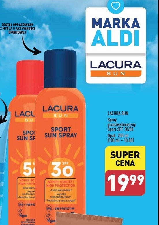 Spray do opalania spf50 Lacura sun promocja