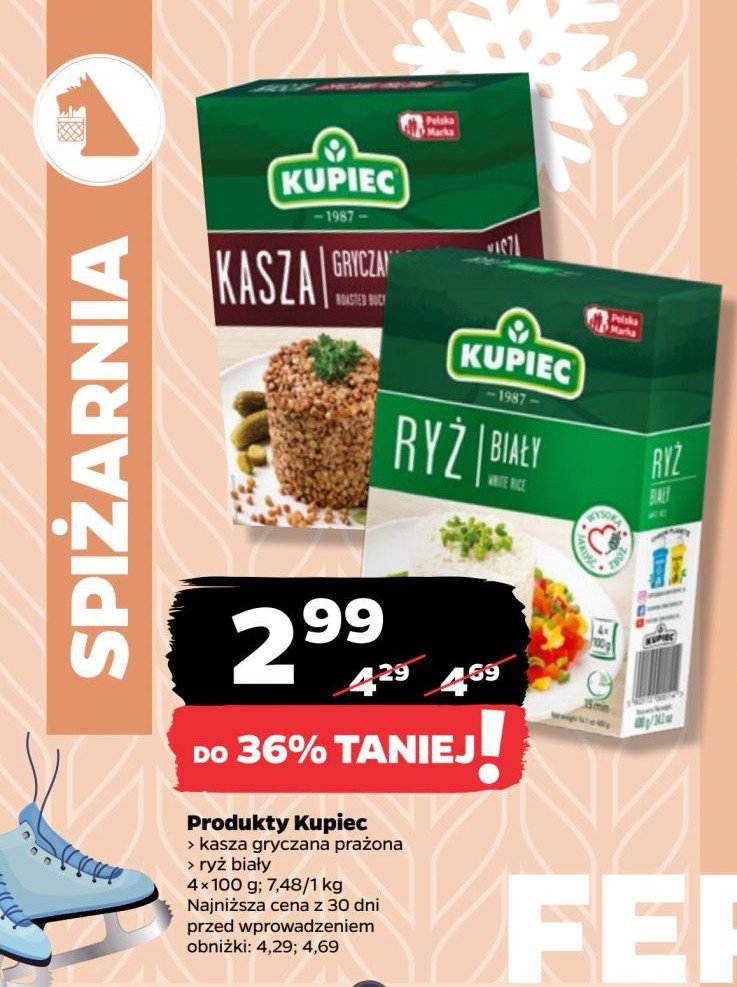 Ryż biały długoziarnisty Kupiec promocja w Netto