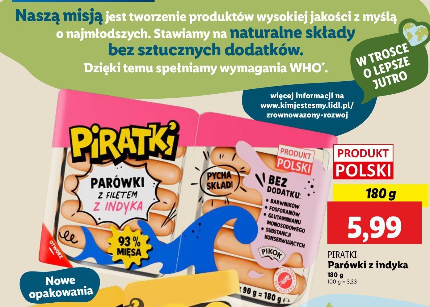 Parówki z indyka Pikok piratki promocja w Lidl