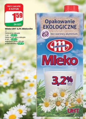 Mleko UHT 3,2%  promocja w Dino