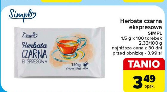 Herbata czarna ekspresowa Simpl promocja