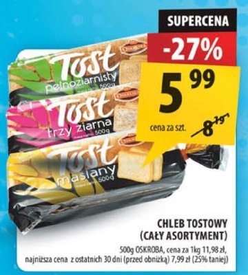 Chleb tostowy TOST (cały asortyment) promocja w Arhelan