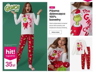 Piżama dziewczęca Grinch  promocja w Pepco