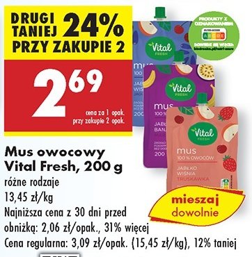 Mus jabłko-jagoda Vital fresh promocja w Biedronka