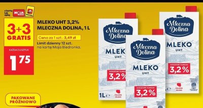 Mleko UHT 3,2%  promocja w Biedronka