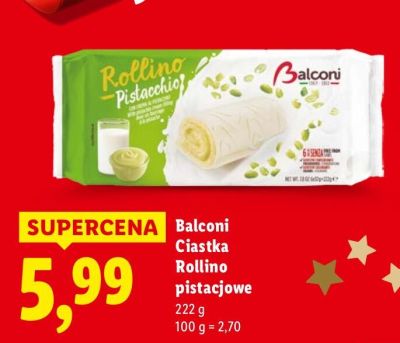Ciastka Balconi Ciastka Rollino pistacjowe promocja w Lidl