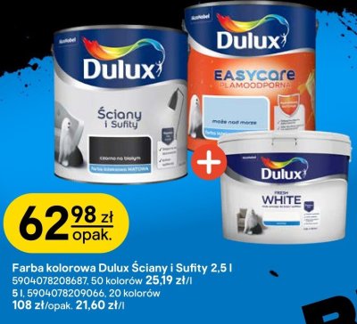 Farba kolorowa Dulux Ściany i Sufity 2,5 l promocja w Castorama