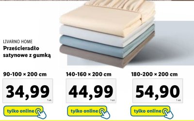 Prześcieradło satynowe z gumką 180-200 x 200 cm LIVARNO HOME promocja
