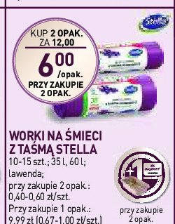 Worki na śmieci z taśmą ściągającą ekologiczne 60 l Stella promocja