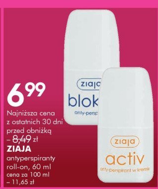 ZIAJA antyperspiranty roll-on, 60 ml promocja w Super-Pharm