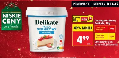 Twaróg sernikowy, 1 kg promocja w Biedronka