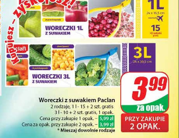 Woreczki z suwakiem 1 l Paclan promocja