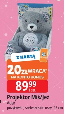 Projektor Miś/Jeż Adar pozytywka, szeleżczące uszy, 25 cm promocja w Leclerc