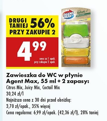 Zawieszka do wc juicy mix + 2 x zapas Agent max active & clean promocja w Biedronka