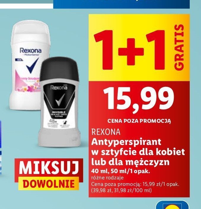 Dezodorant invisible black & white Rexona men invisible promocja w Lidl