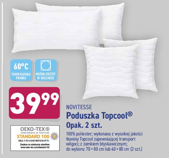 Poduszka top cool 40 x 80 cm Novitesse promocja
