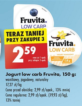 Jogurt jagodowy Fruvita low carb promocja