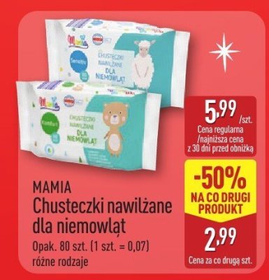 Chusteczki nawilżane dla niemowląt  promocja w Aldi